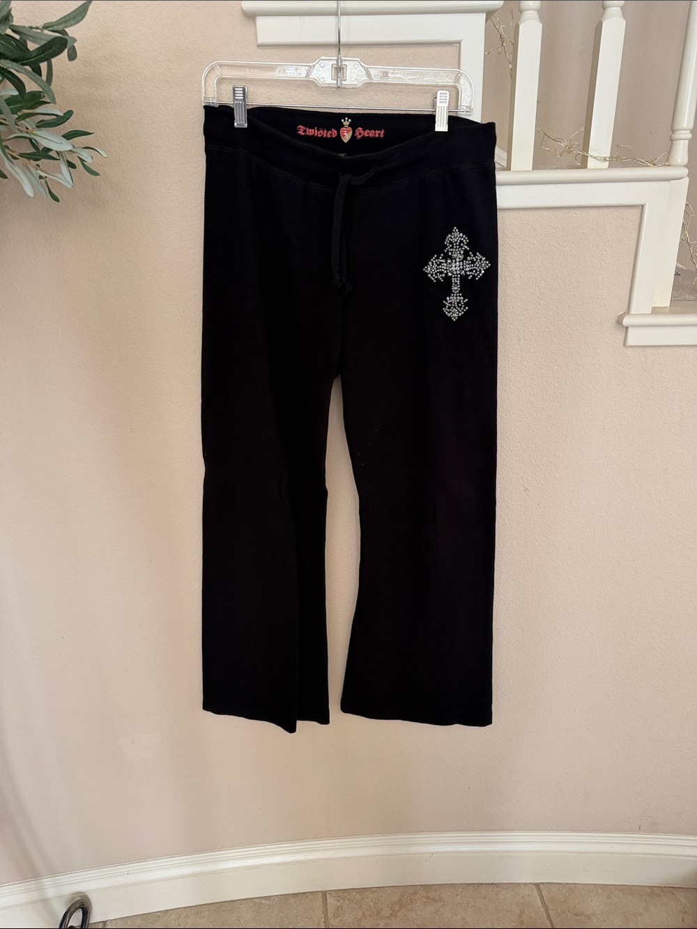 Vintage Twisted Heart Rhinestone Cross Hoodie and Pant set - Picture 3 of 8